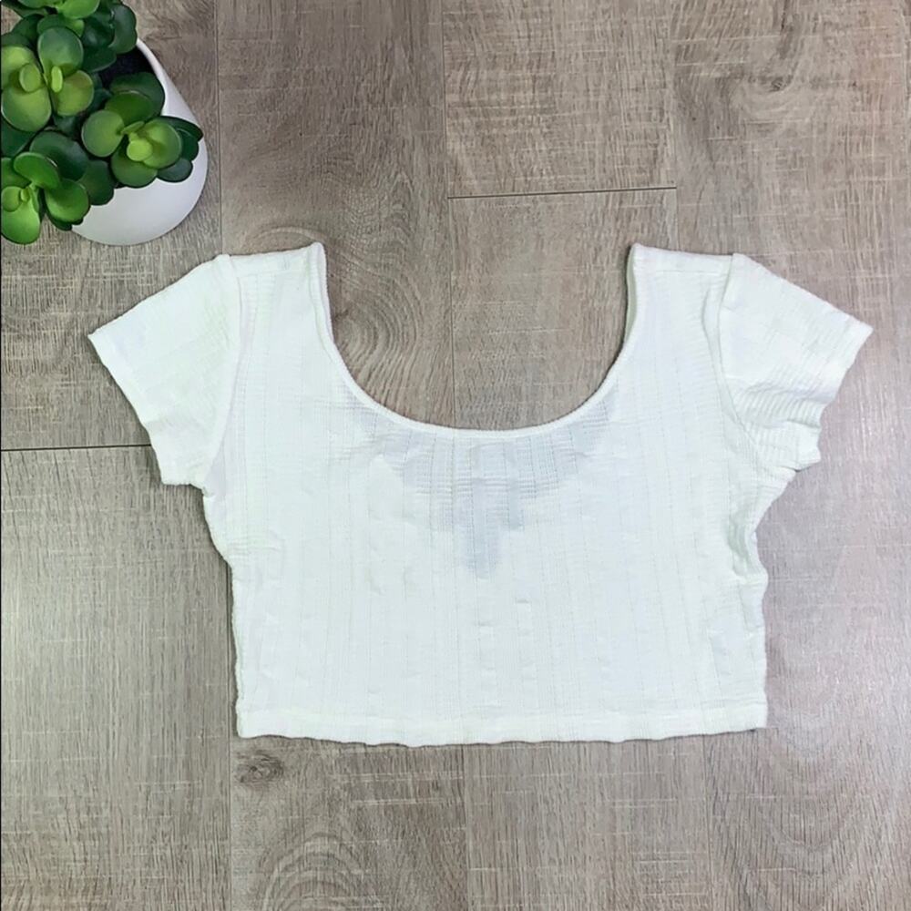 Forever 21 Women's Short Sleeve Ribbed Crop Top Size Large